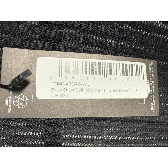 NWT Prettylittething Black Sheer Long Sleeve Top Size 4 - Picture 9 of 9